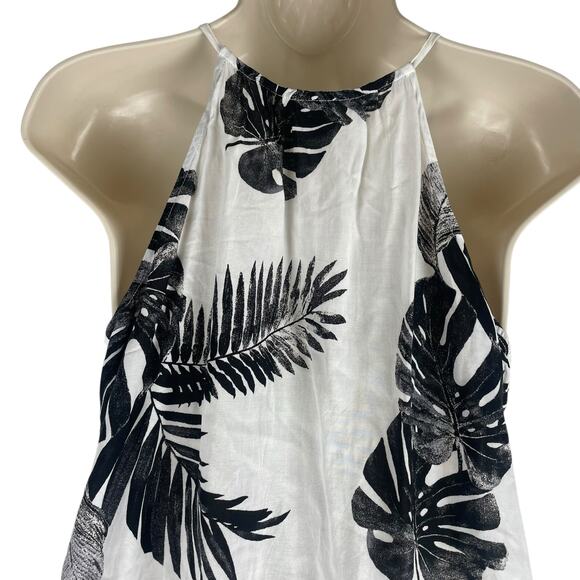 Old Navy Tropical Leaf Printed Halter Neck Top White Black Size XS - Picture 6 of 8